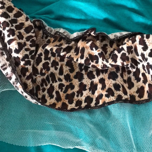 NWT Sunshine & Rodeos spaghetti straps dress top turquoise & leopard - Picture 11 of 11